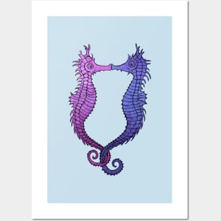 Kissing Seahorses - Purple Posters and Art